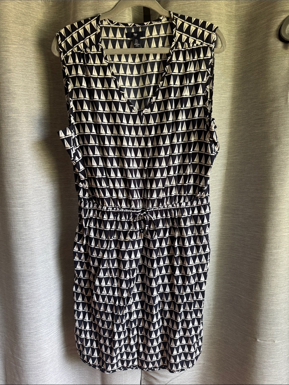 GAP Navy and White Sailboat Print Sleeveless Mini Dress